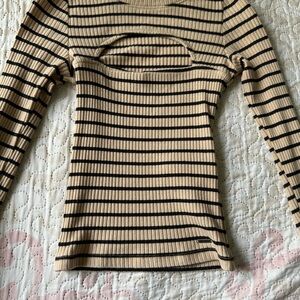 Hollister Beige and Black Ribbed Top